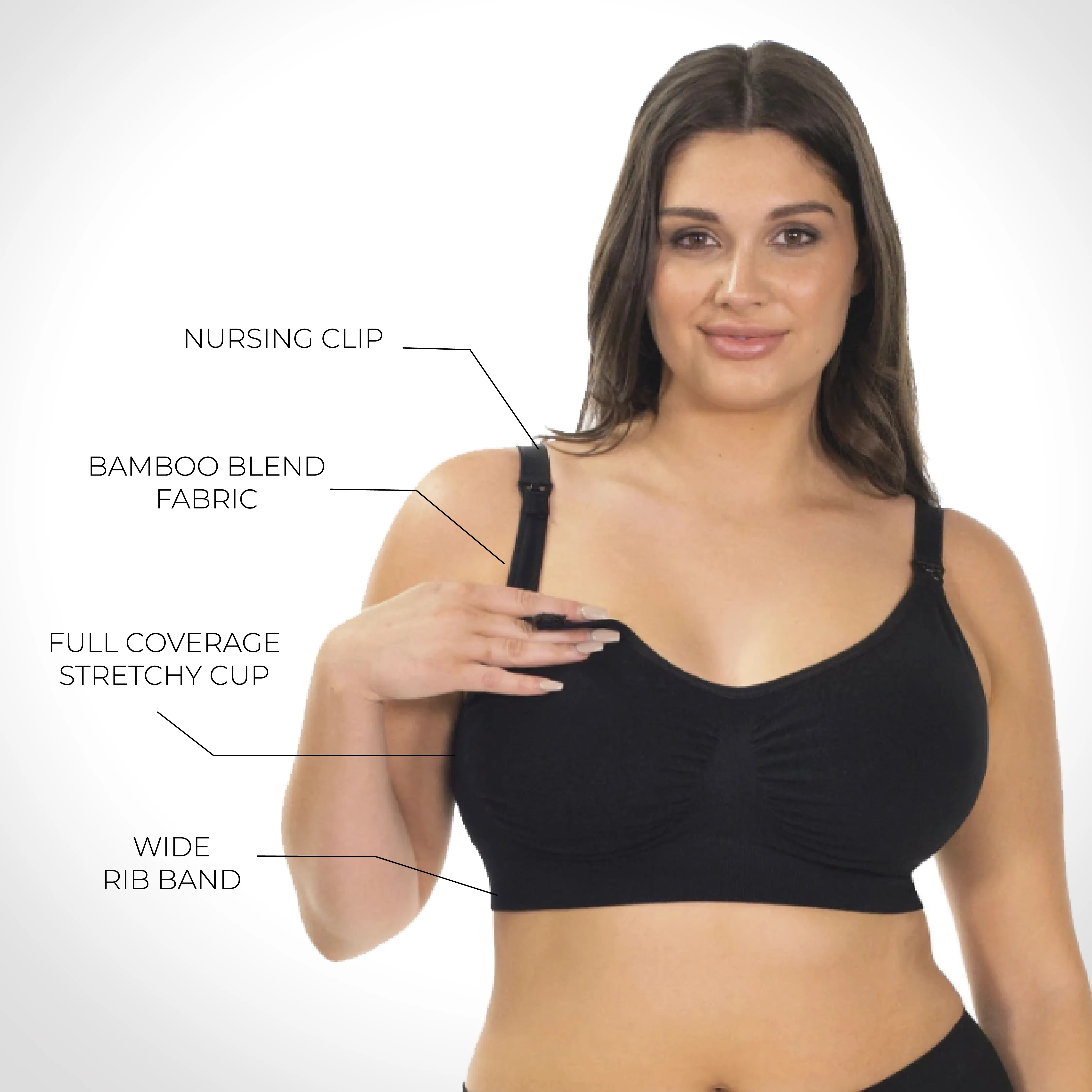 Black Bamboo Nursing Bra   High Cut Undies Set With FREE Eco-Friendly Reusable Nursing Pads